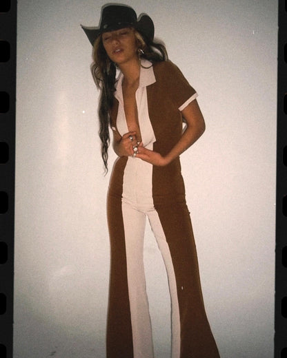 The Dolly Jumpsuit- Two-Tone Brown
